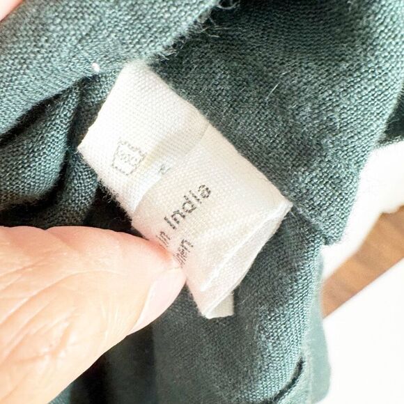 Ann Mashburn Dark Green Square Neck Puff Sleeve Linen Maxi Dress Women’s Size M - Picture 9 of 14